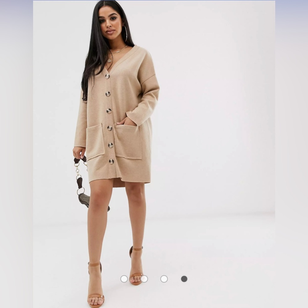 ASOS DESIGN petite oversized super soft button through dress